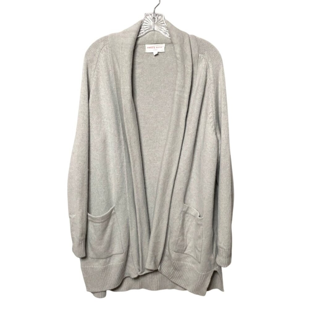 Derek Rose Nina Women's 100% Cashmere Cardigan Sweater Cream Open Pockets Size L